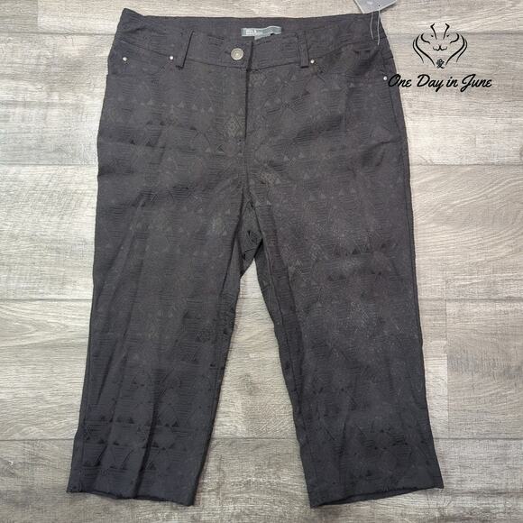 89th & Madison Cropped Textured Pants Size 10 - Picture 1 of 6